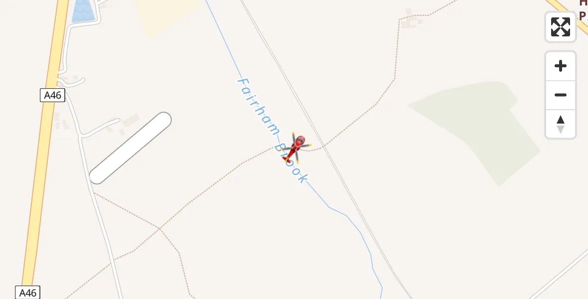 Flight path map showing Air Ambulance Helicopter route from Nottingham Heliport to Nottingham Heliport