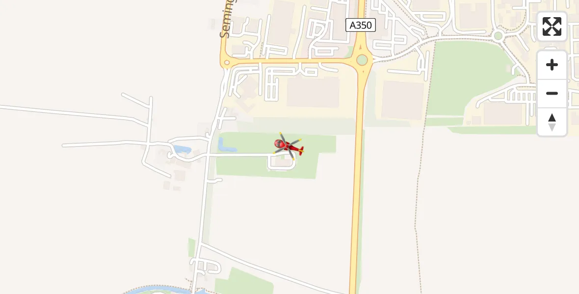 Flight path map showing Air Ambulance Helicopter route from Wiltshire Air Ambulance to Wiltshire Air Ambulance