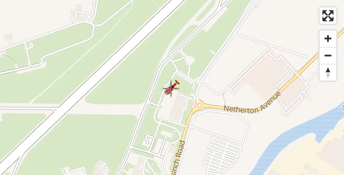 Flight path map showing Air Ambulance Helicopter route from Glasgow Airport to Glasgow Airport