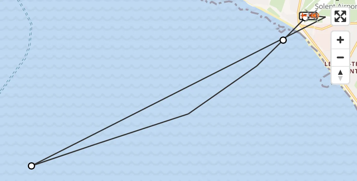 Flight path map showing Coastguard Helicopter route from Solent Airport to Solent Airport