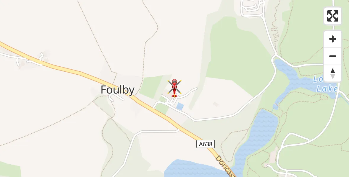 Flight path map showing Air Ambulance Helicopter route from YAA Nostell Helicopter Port to YAA Nostell Helicopter Port