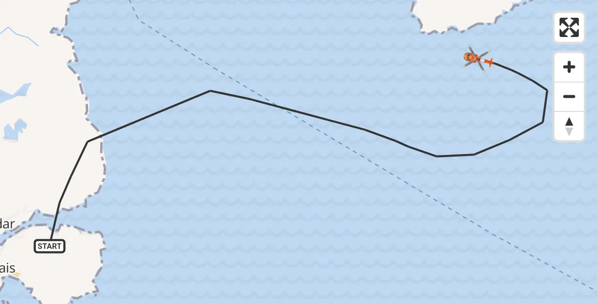 Flight path map showing Coastguard Helicopter route from Inner Seas to Inner Seas