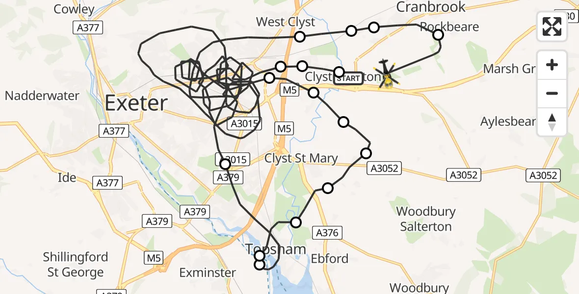 Routekaart van de vlucht: Police Helicopter to Exeter International Airport