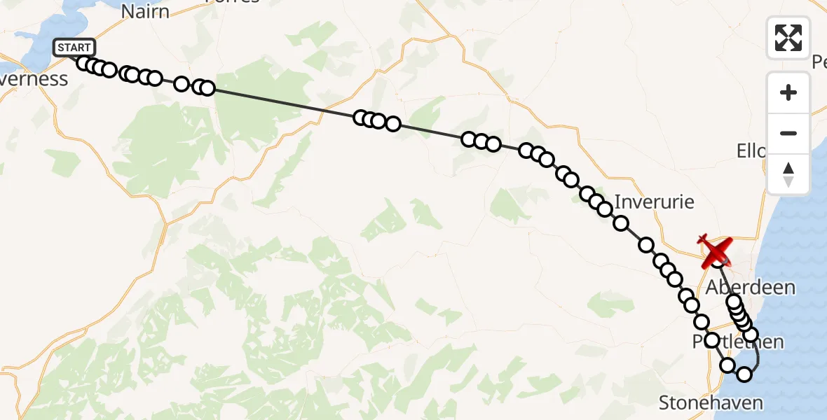 Routekaart van de vlucht: Air Ambulance Aircraft to Aberdeen International Airport