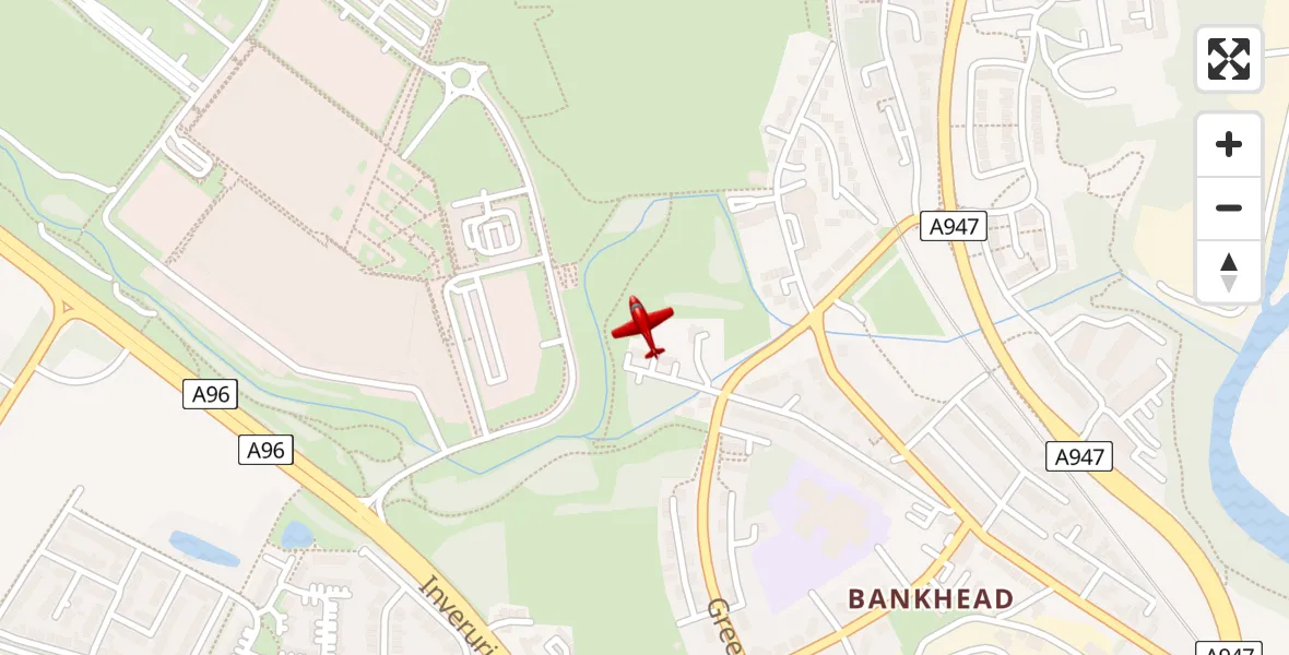Routekaart van de vlucht: Air Ambulance Aircraft to Aberdeen City, Greenburn Road