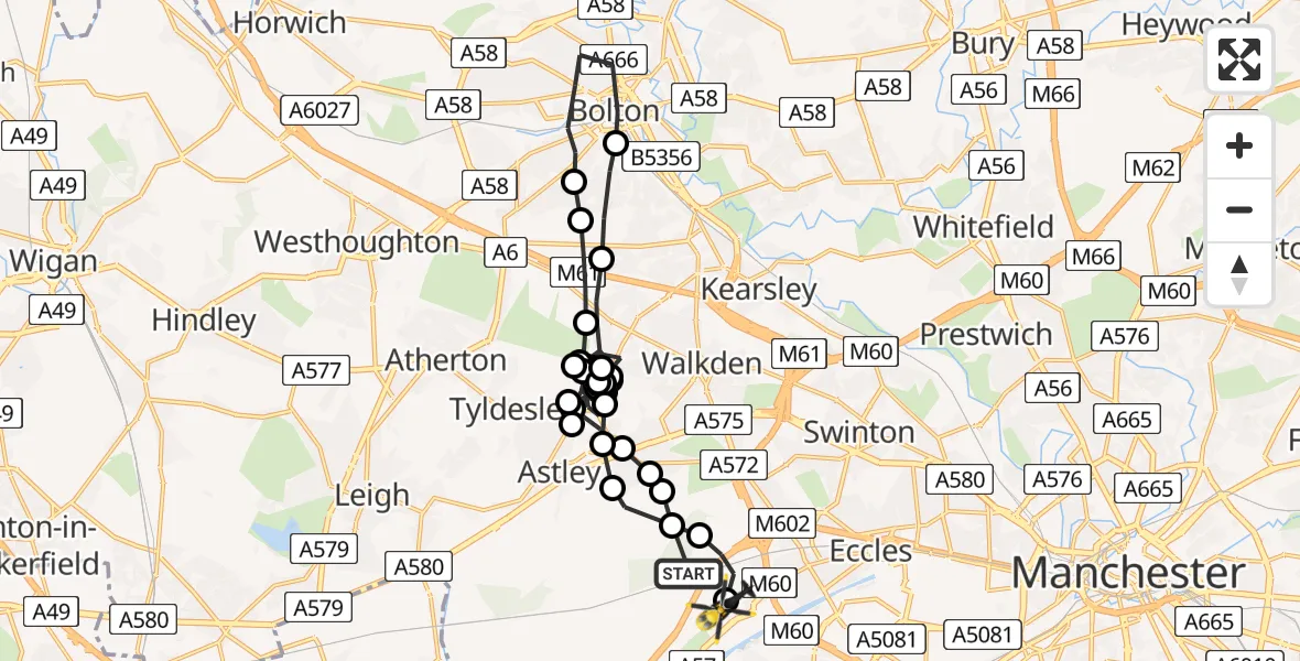 Routekaart van de vlucht: Police Helicopter to Manchester Barton Aerodrome