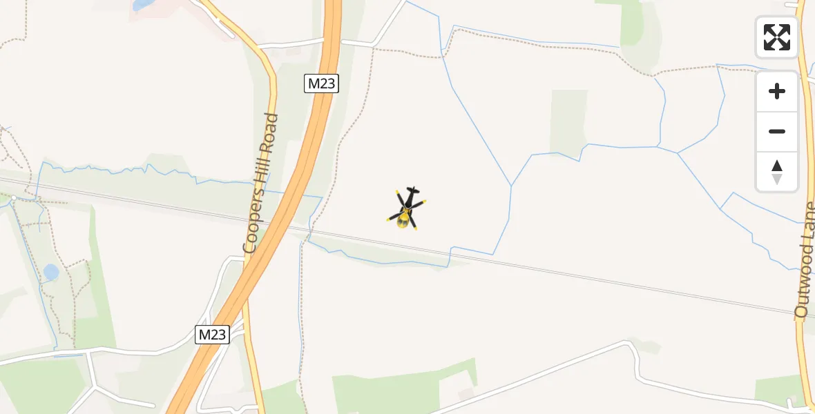 Flight path map showing Police Helicopter route from Nutfield to Nutfield