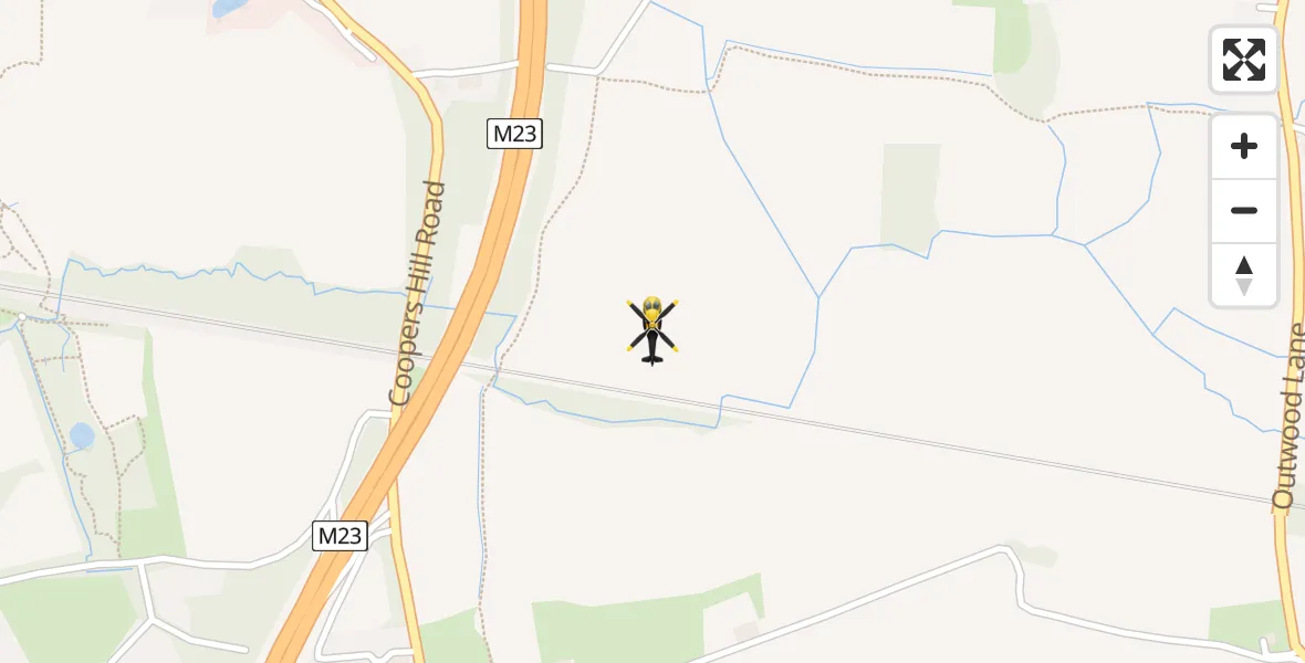 Routekaart van de vlucht: Police Helicopter to Nutfield, M23