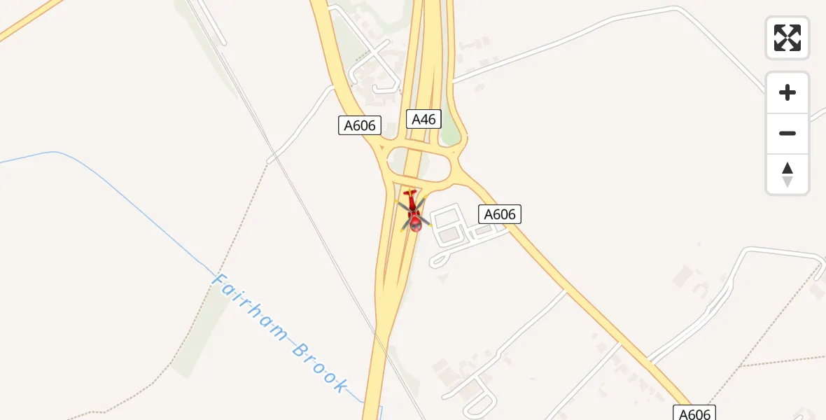 Flight path map showing Air Ambulance Helicopter route from Hickling to Hickling