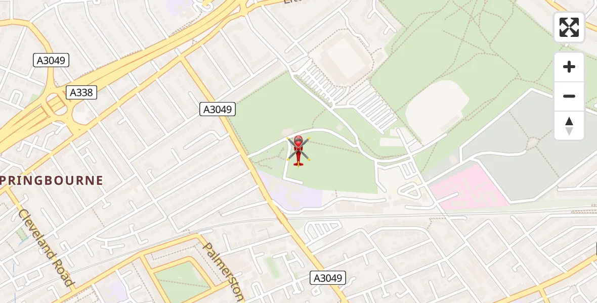 Flight path map showing Air Ambulance Helicopter route from Bournemouth to Bournemouth