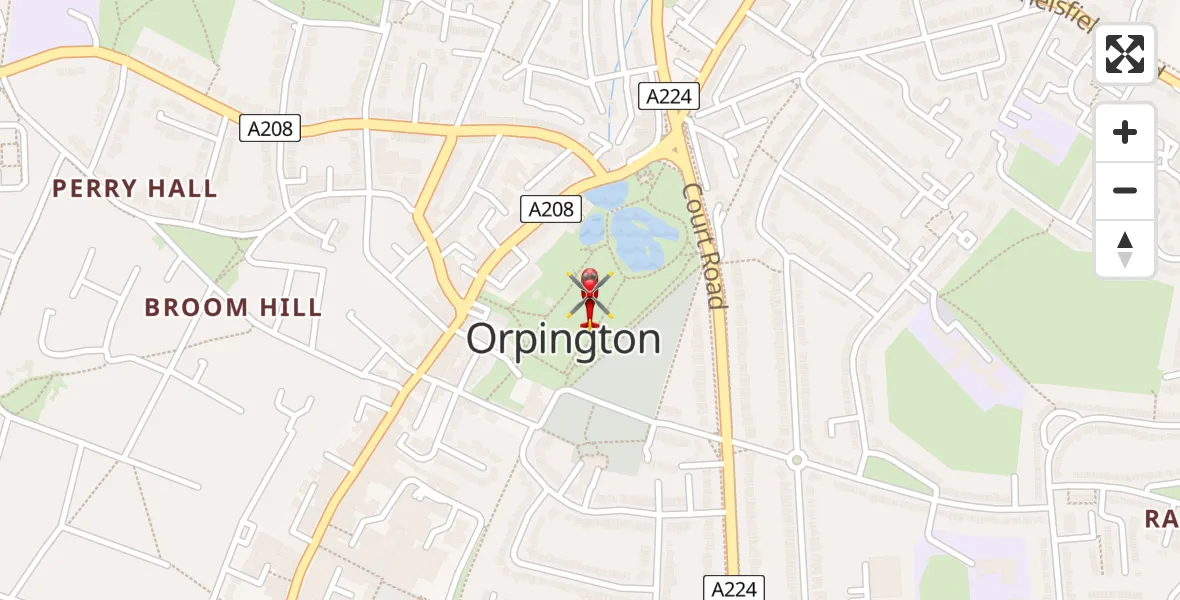 Flight path map showing Air Ambulance Helicopter route from Greater London to Greater London