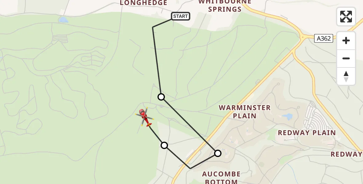 Routekaart van de vlucht: Air Ambulance Helicopter to Longcombe Drive
