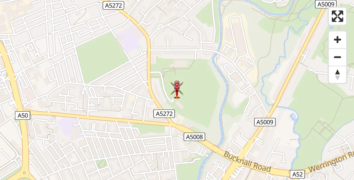 Flight path map showing Air Ambulance Helicopter route from Hanley to Hanley