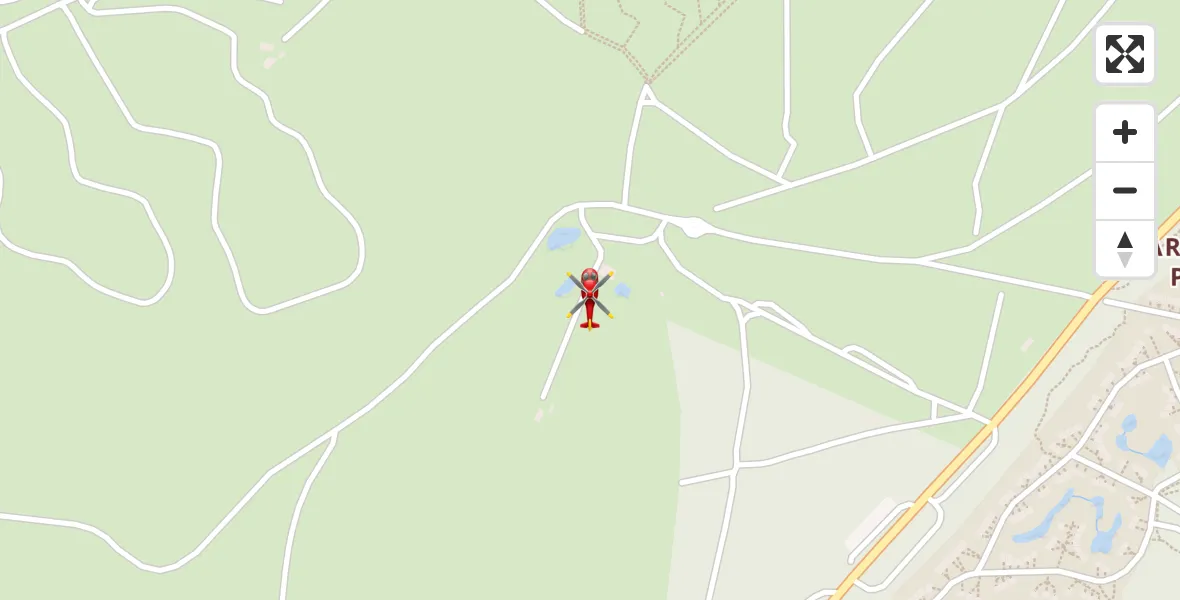 Flight path map showing Air Ambulance Helicopter route from Longcombe Drive to Longcombe Drive