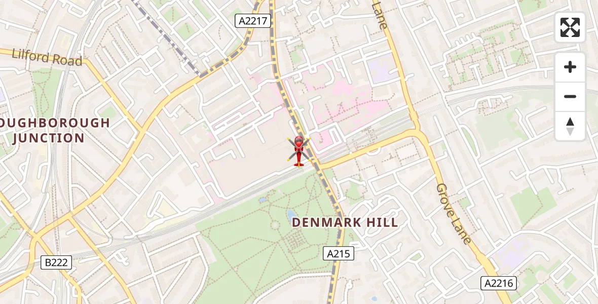 Flight path map showing Air Ambulance Helicopter route from Kings College London Hospital to Kings College London Hospital