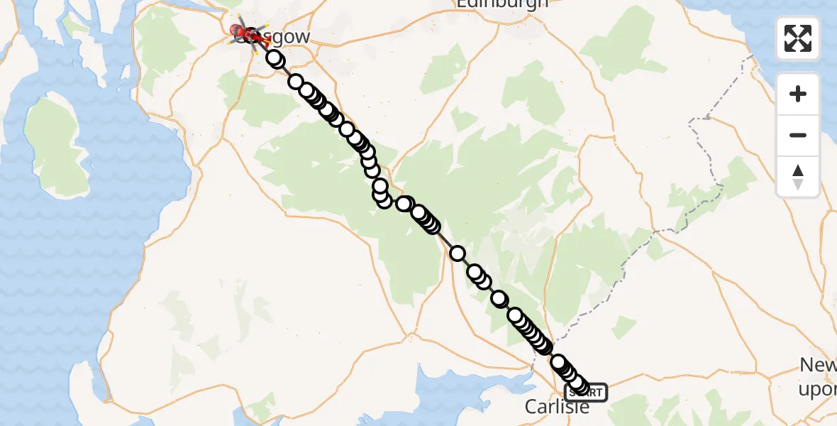 Routekaart van de vlucht: Air Ambulance Helicopter to Queen Elizabeth Hospital