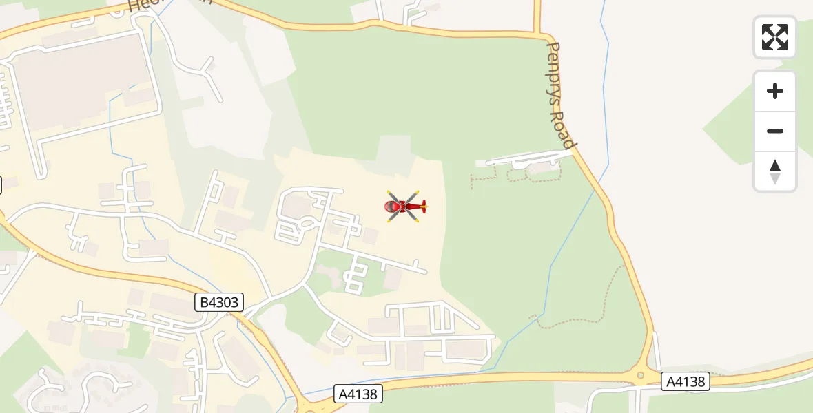 Flight path map showing Air Ambulance Helicopter route from Dafen to Dafen