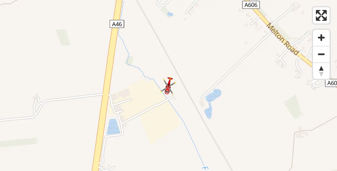 Flight path map showing Air Ambulance Helicopter route from Rushcliffe to Rushcliffe