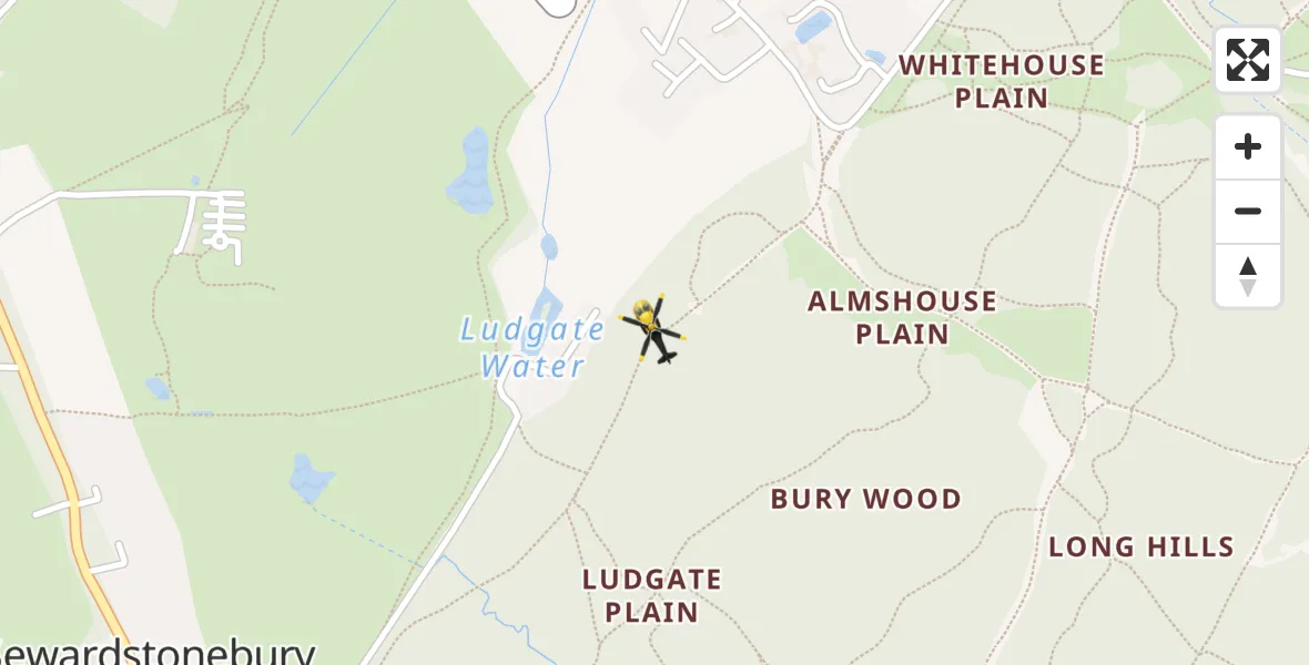 Flight path map showing Police Helicopter route from Metropolitan Police Air Support Unit Lippitts Hill to Metropolitan Police Air Support Unit Lippitts Hill