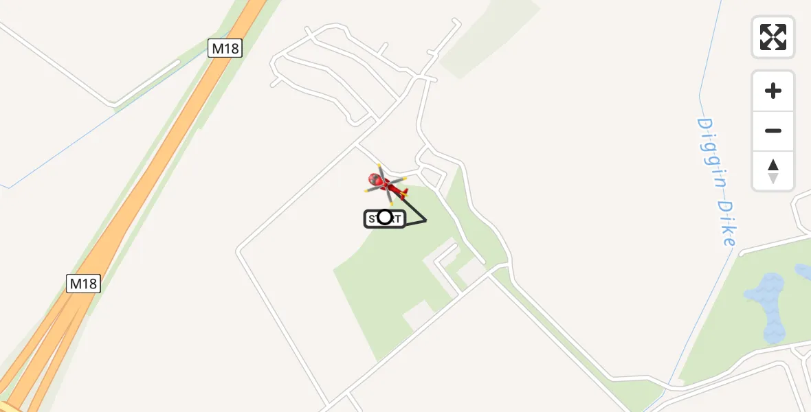Routekaart van de vlucht: Air Ambulance Helicopter to Armthorpe, M18