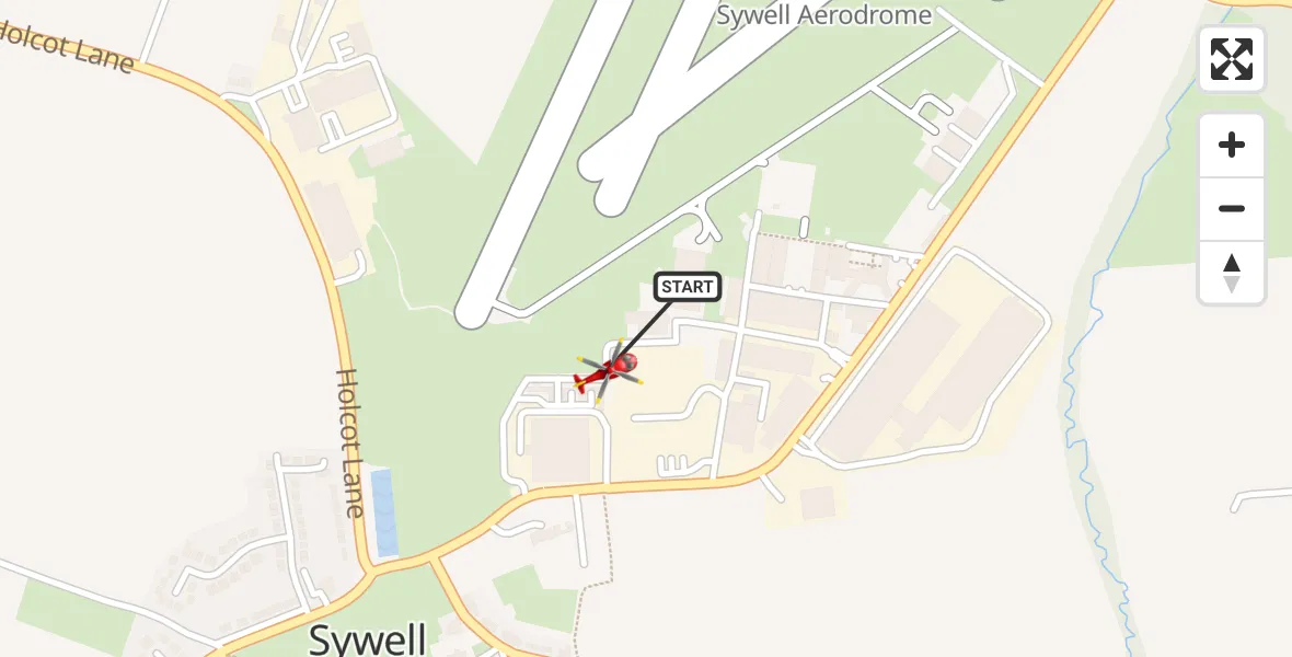 Routekaart van de vlucht: Air Ambulance Helicopter to Sywell Aerodrome