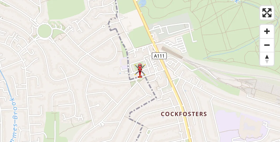 Flight path map showing Air Ambulance Helicopter route from Greater London to Greater London