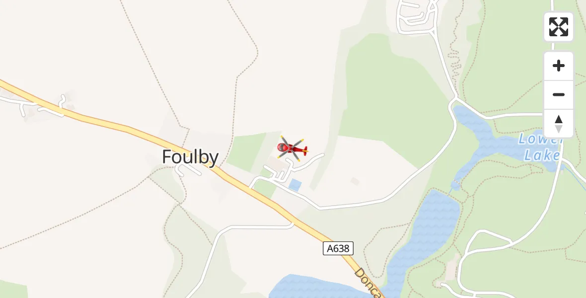 Flight path map showing Air Ambulance Helicopter route from YAA Nostell Helicopter Port to YAA Nostell Helicopter Port