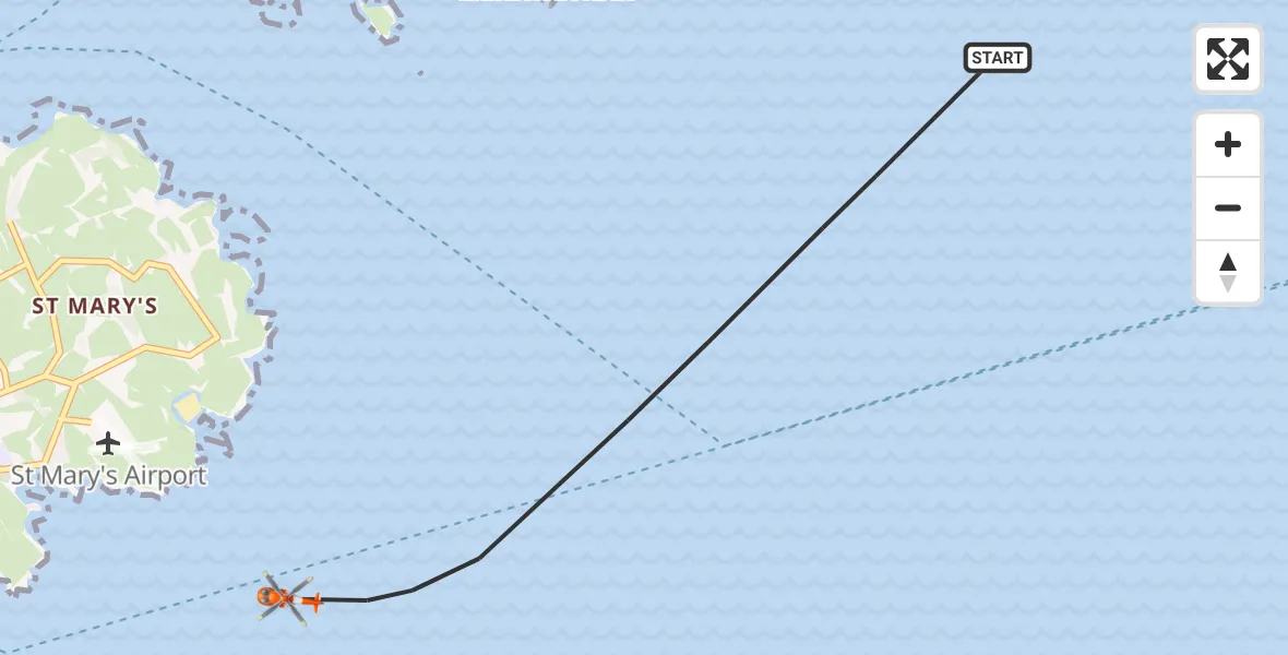 Routekaart van de vlucht: Coastguard Helicopter to North Atlantic Ocean
