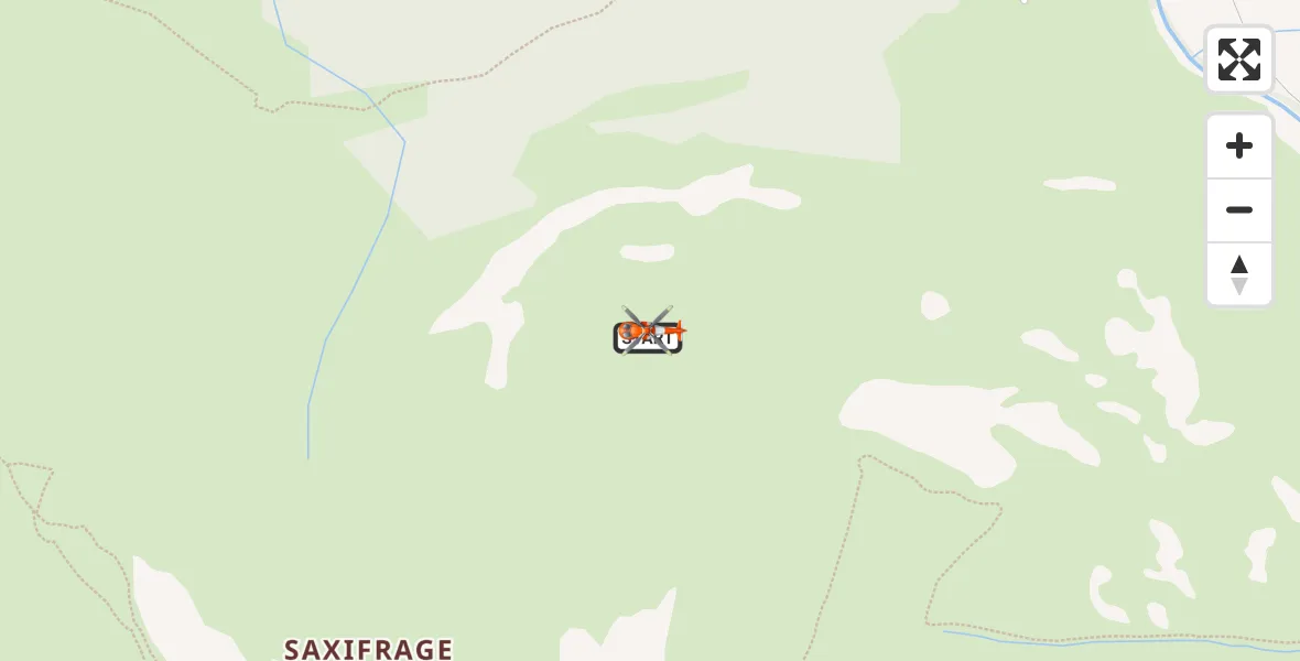 Flight path map showing Coastguard Helicopter route from Saxifrage Gully to Saxifrage Gully