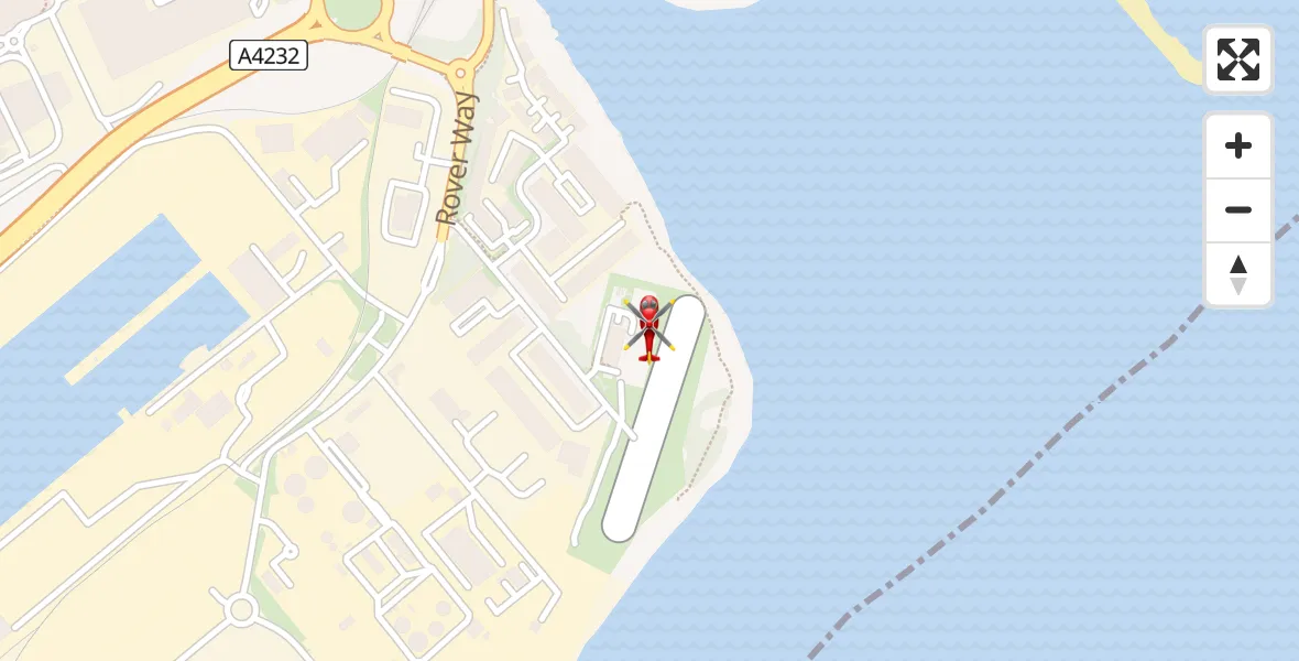 Flight path map showing Air Ambulance Helicopter route from Cardiff Heliport to Cardiff Heliport