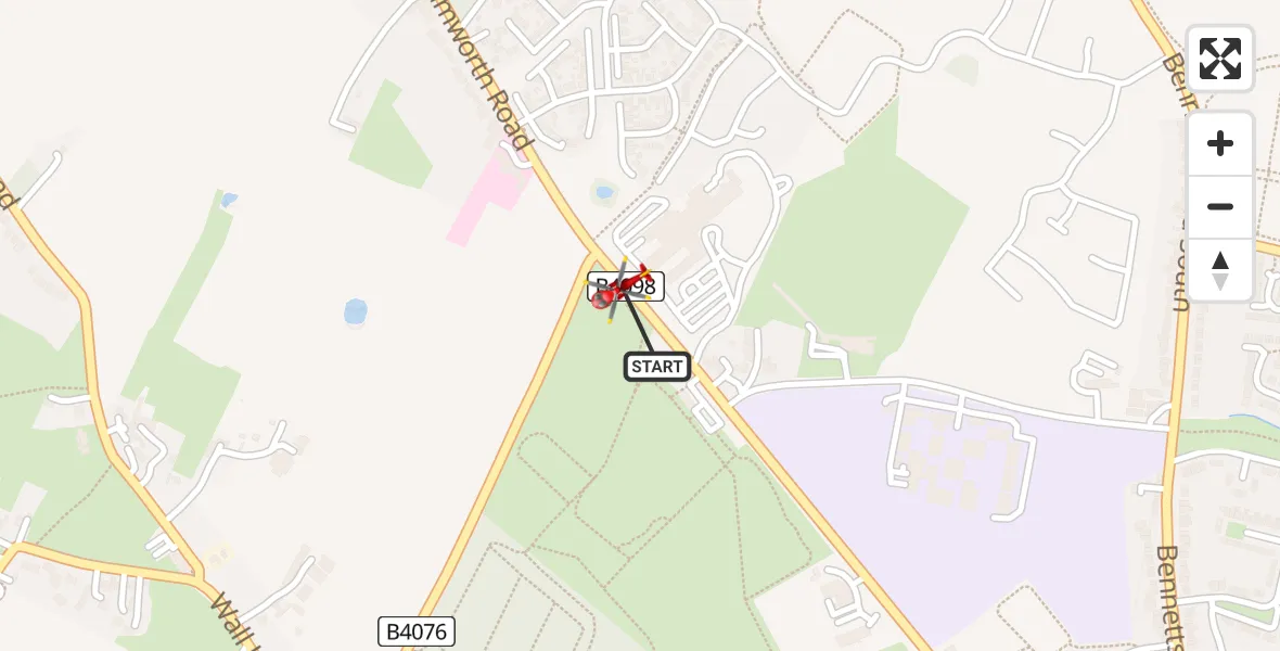 Flight path map showing Air Ambulance Helicopter route from Coventry to Coventry