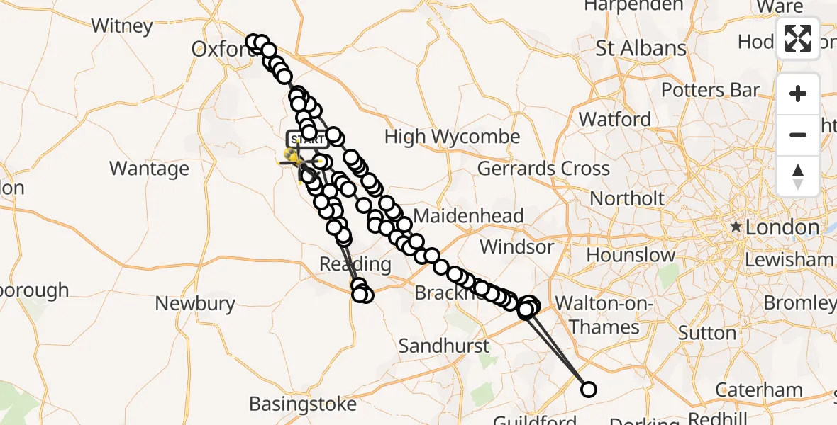 Routekaart van de vlucht: Police Helicopter to Crowmarsh Gifford, Crowmarsh Hill