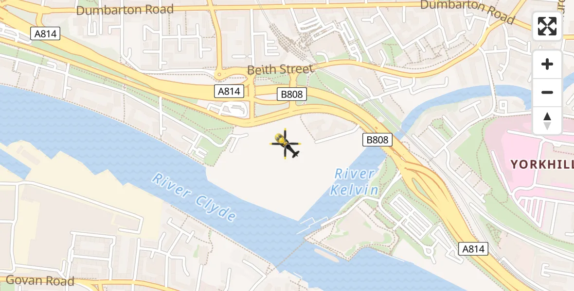 Flight route Police Helicopter Glasgow - Glasgow, 28 March 2026, 21:51