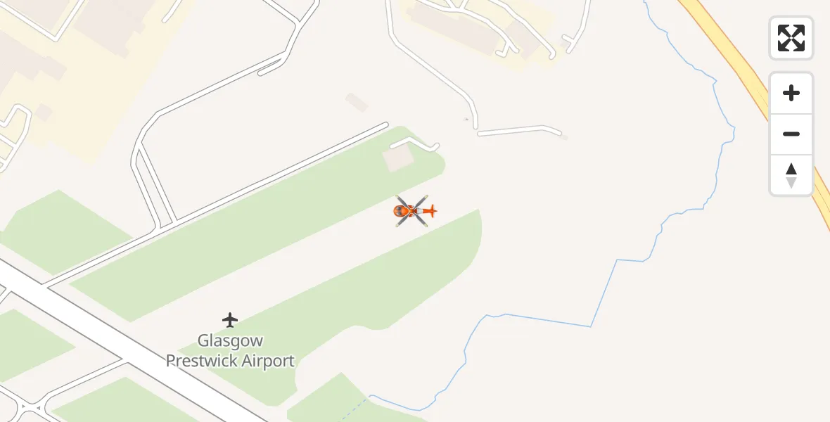 Flight path map showing Coastguard Helicopter route from Glasgow Prestwick Airport to Glasgow Prestwick Airport