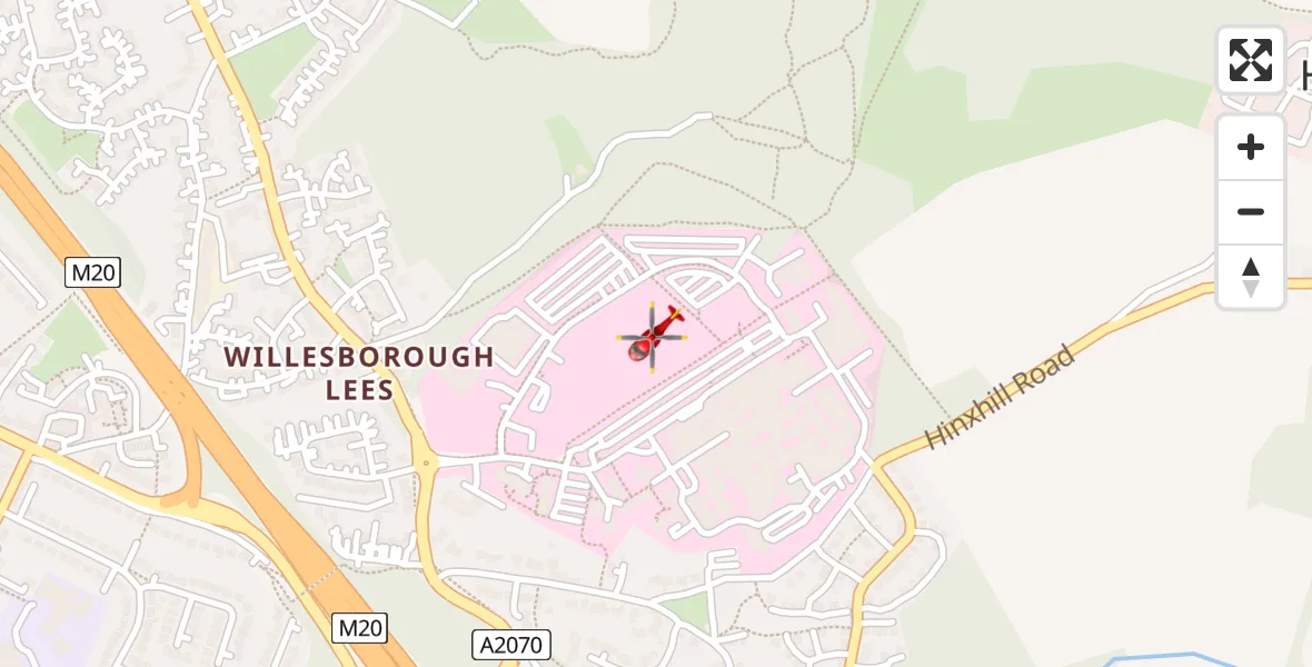 Flight path map showing Air Ambulance Helicopter route from Sevington to Sevington