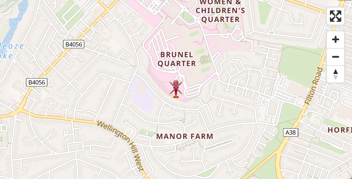 Flight path map showing Air Ambulance Helicopter route from Southmead Hospital to Southmead Hospital