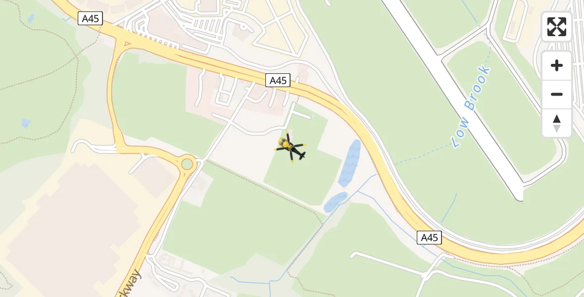 Flight route Police Helicopter Birmingham Airport - Birmingham Airport, 29 March 2026, 00:56
