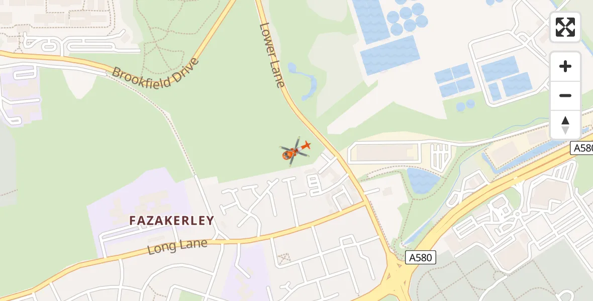 Flight path map showing Coastguard Helicopter route from Liverpool to Liverpool