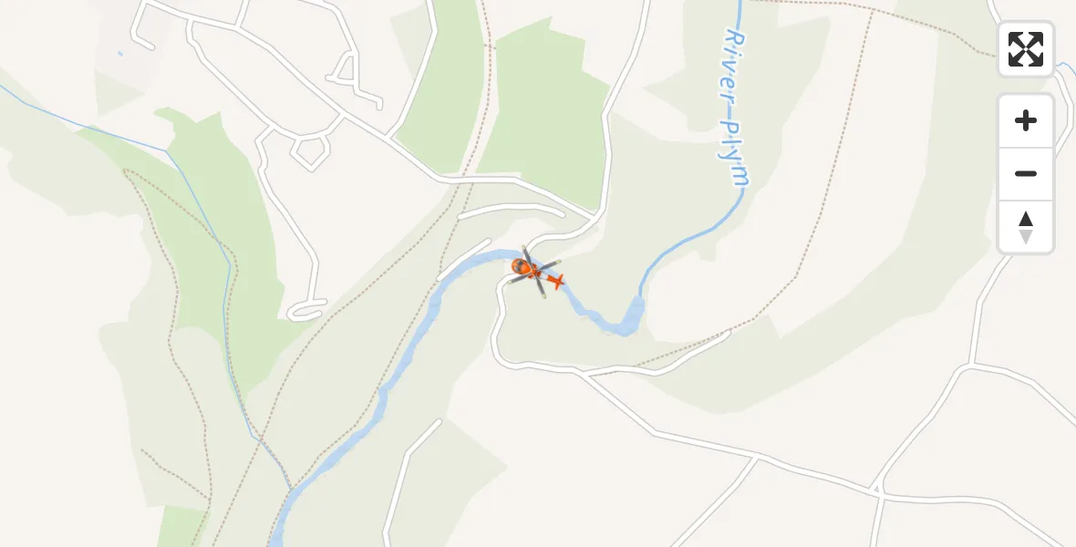 Flight path map showing Coastguard Helicopter route from Bickleigh to Bickleigh