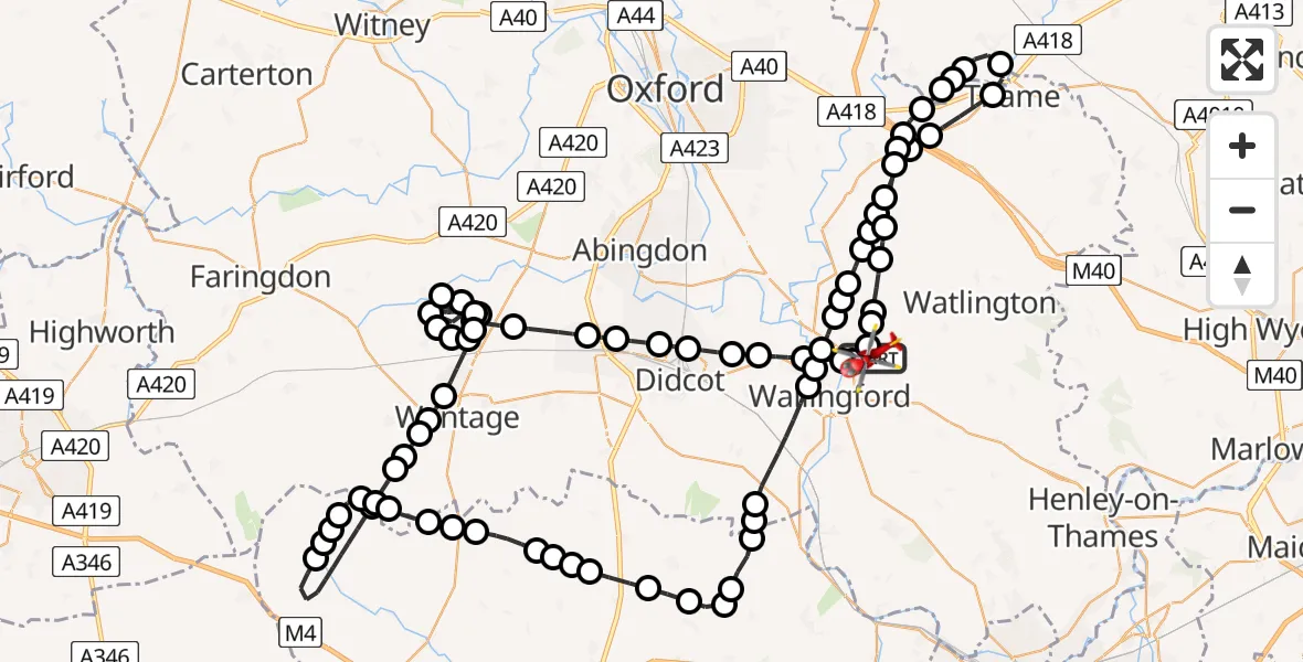 Routekaart van de vlucht: Air Ambulance Helicopter to RAF Benson