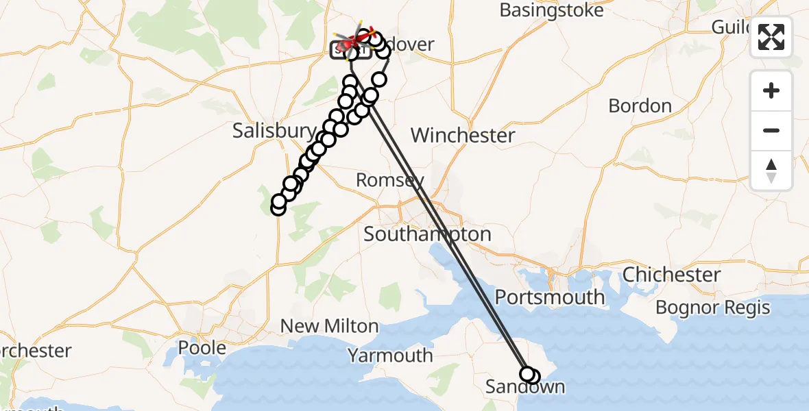 Routekaart van de vlucht: Air Ambulance Helicopter to Fyfield