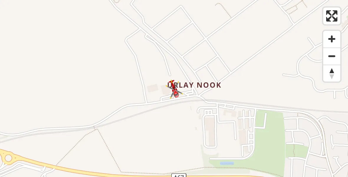 Flight path map showing Air Ambulance Helicopter route from Egglescliffe to Egglescliffe
