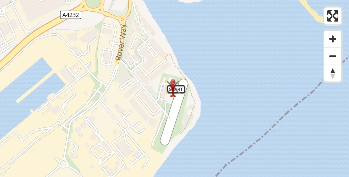 Flight path map showing Air Ambulance Helicopter route from Cardiff Heliport to Cardiff Heliport