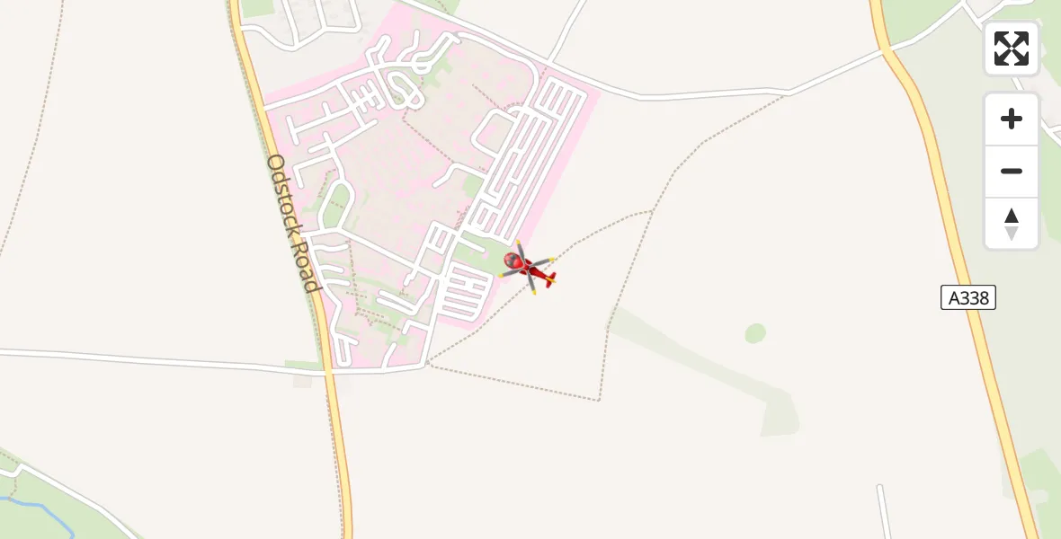 Flight path map showing Air Ambulance Helicopter route from Salisbury District Hospital to Salisbury District Hospital