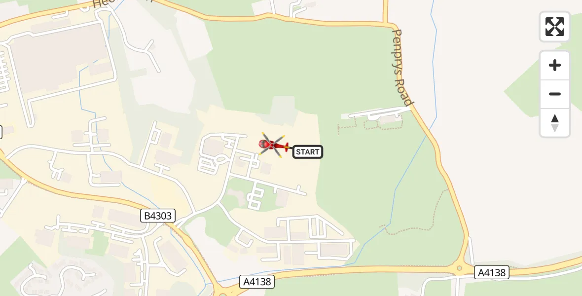 Flight path map showing Air Ambulance Helicopter route from Dafen to Dafen