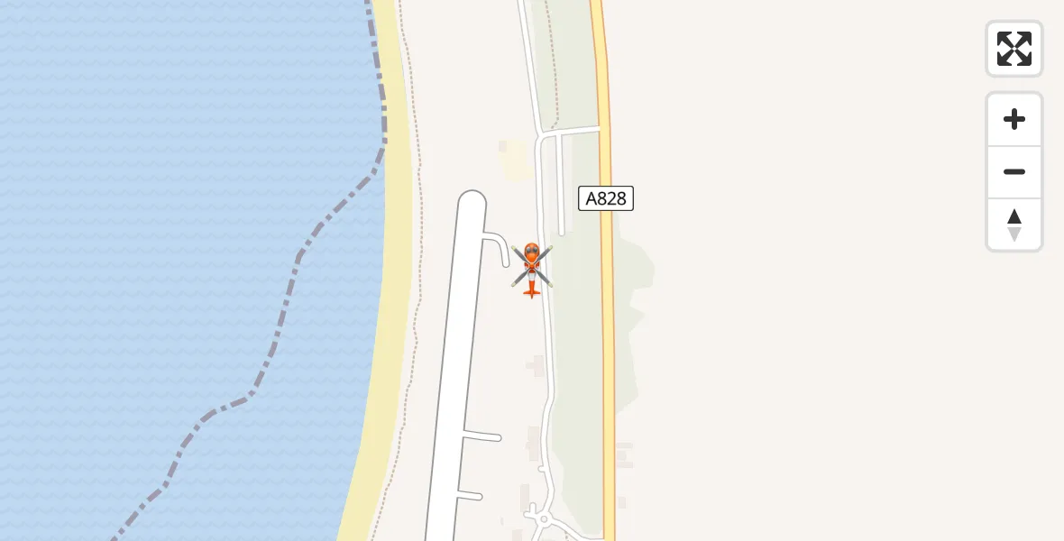 Flight path map showing Coastguard Helicopter route from Oban Airport to Oban Airport