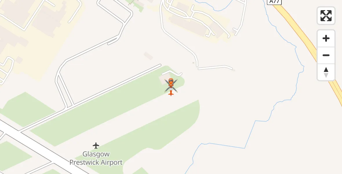 Flight path map showing Coastguard Helicopter route from Glasgow Prestwick Airport to Glasgow Prestwick Airport