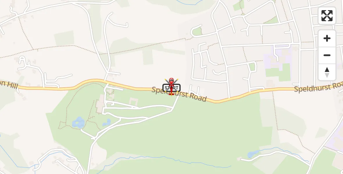 Flight path map showing Air Ambulance Helicopter route from Southborough to Southborough