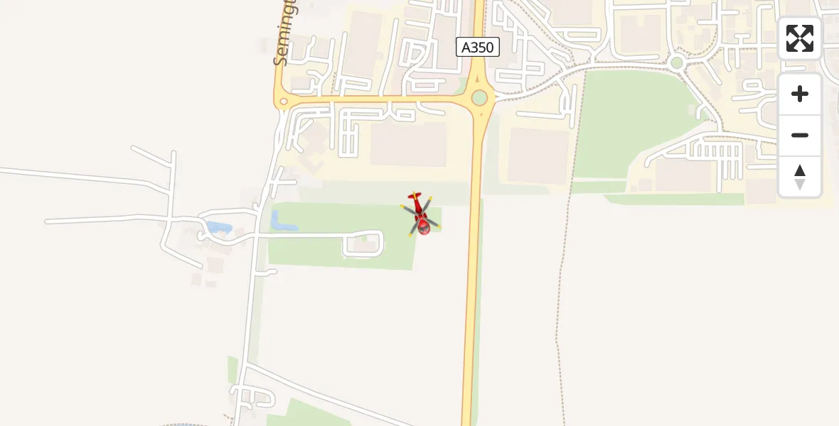 Flight path map showing Air Ambulance Helicopter route from Wiltshire Air Ambulance to Wiltshire Air Ambulance