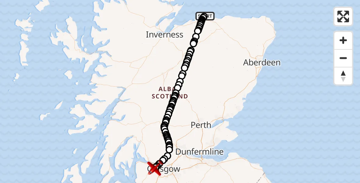Routekaart van de vlucht: Air Ambulance Aircraft to Glasgow Airport